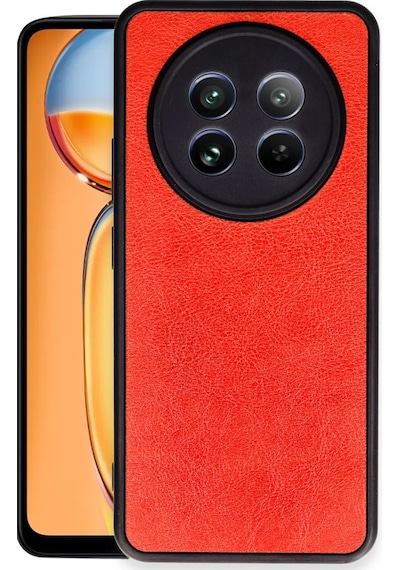 Realme 12 5g Kılıf Şık Görünümlü Deri Kapak Ryc/aras Deri Kirmizi