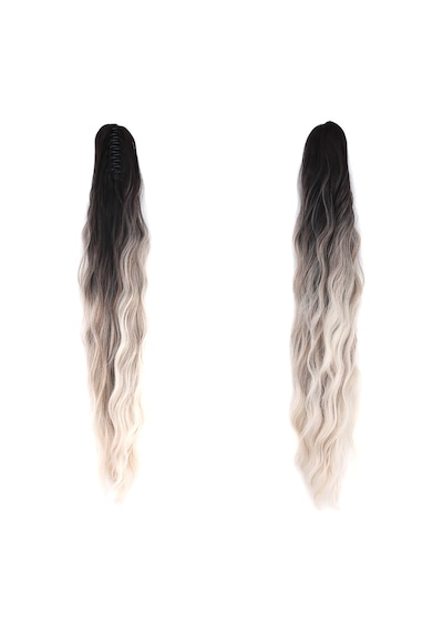Tokalı Protein Fiber Sentetik At Kuyruğu / Koyu Kumral Gümüş Platin Ombre - Dppq-898530 Çok Renkli