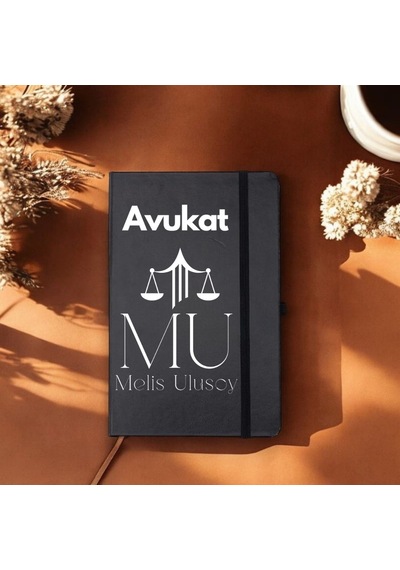 Avukatlara Özel İsim Yazılı Tasarımlı Defter Siyah