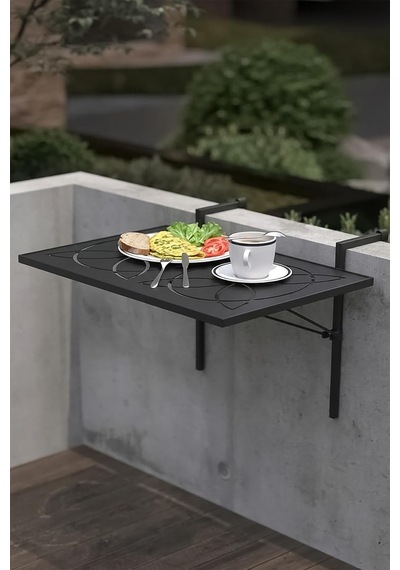 Lazer Kesim Katlanır Metal Balkon Masası Çok Renkli