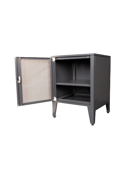 Lande Ziglat Serisi Kilitli Metal Home Office Dolabı %70 Perfore Kapaklı Antrasit Gri Ral 7016 450x450x450 Mm