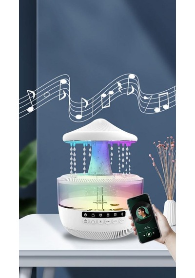 Çeşithane Yağmur Efektli Aroma Difüzör Bluetooth Hoparlör Led Işıklı Hava Nemlendirici