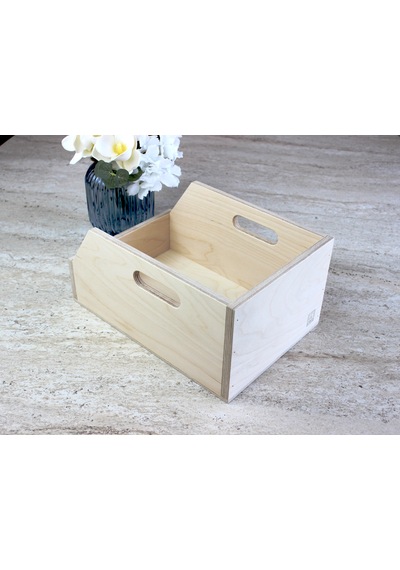Doğal Huş Ağacından Verniksiz 7 İnç Plak Kutusu - Organizer Kutu - Birch Wood 7" Record Box Natural