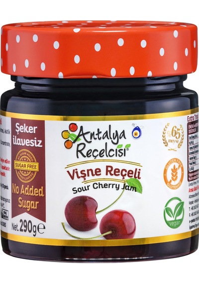 Antalya Reçelcisi Rafine Şeker İlavesiz Vişne Reçeli 290 G