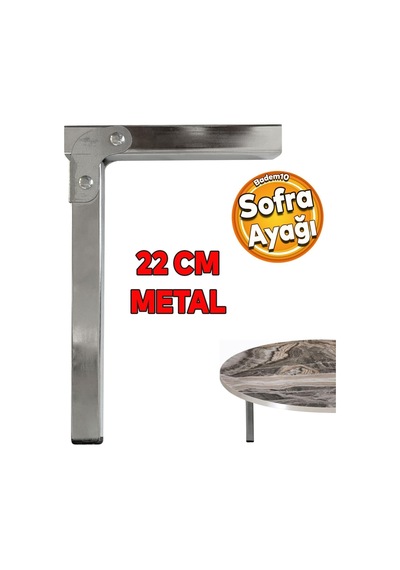 Badem10 Sofra Ayağı 22 Cm Metal Katlanır Siyah Taban Yer Sofrası Sini Altı Mobilya Ayak Sehpa Masa 6395751