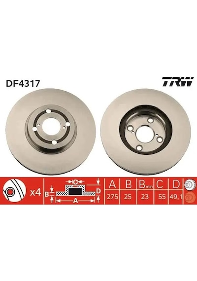 Trw Df4317 Fren Diski On 4351202080 4351202081 2 Adettir
