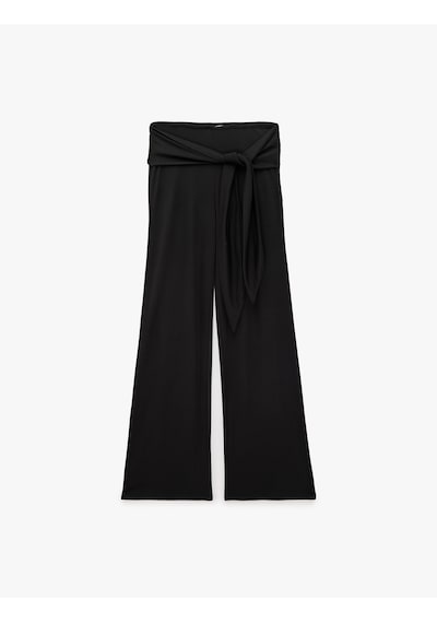Koton Normal Bel Modal Kumaş Beli Bağlamalı Geniş Paça Siyah 7wal40080ık