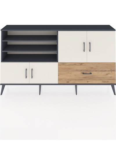 Arges Konsol 5 Raflı Tek Çekmeceli 4 Kapaklı 176x30x99 Antrasit-a Antrasit-aytaşı/çam Arges Konsol 5 Raflı Tek Çekmeceli 4 Kapaklı 176x30x99 Antrasit-a Antrasit-aytaşı/çam