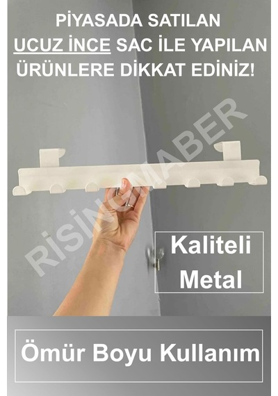 Askılık - Beyaz Metal Kapı Arkası Askılık Organizer Mutfak Banyo Askılık Beyaz - 927631612 Beyaz
