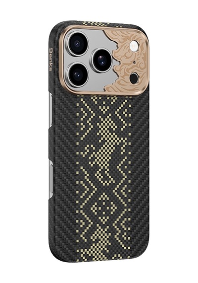 Apple iPhone Uyumlu 17 Pro Max Kılıf M-safe Şarj Özellikli Karbon Fiber Benks Knight Armorair Kevlar Kapak Siyah