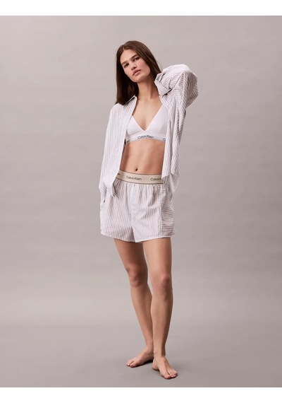 Calvin Klein Logo Super Poplın Sh, Zew Beyaz Kadın Şort