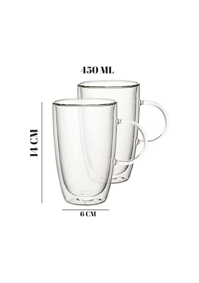 Lexroo 450 Ml Çift Cidarlı Şeffaf Cam Kupa