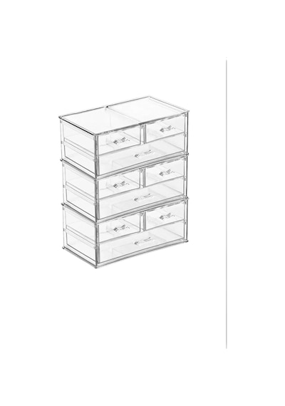 6 Katlı 9 Çekmeceli Organizer 24x14x30 Cm Şeffaf