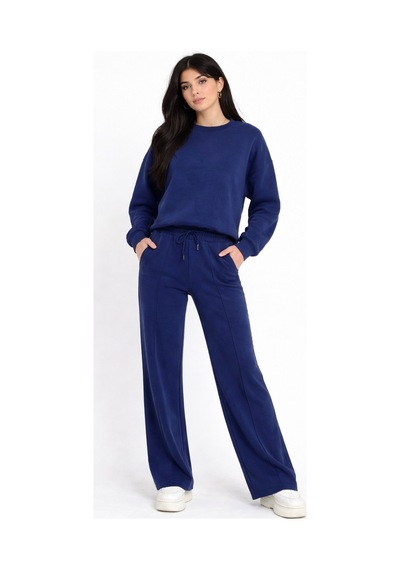 Balenbi Oversize Bisiklet Yaka Basic Modal Kadın Takım 1206 - Form Serisi Lacivert