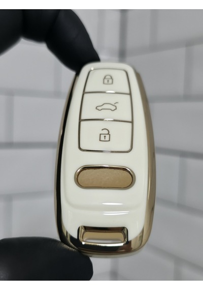 Audi A3 2021-2022 A6l A7 A8 Q8 E Tron C8 D5 Anahtar Kılıfı Beyaz Gold