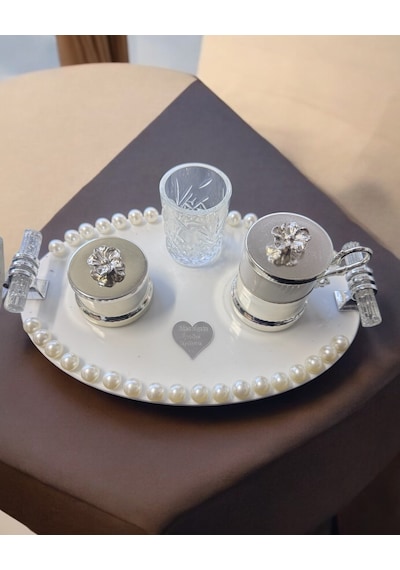 Lustre İncili Söz Nişan Tepsisi Gri