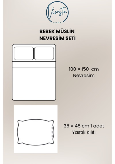 Organik Müslin Bebek Nevresim Seti Yumuşak, Nefes Alan, Hipoalerjenik Kumaş Beyaz