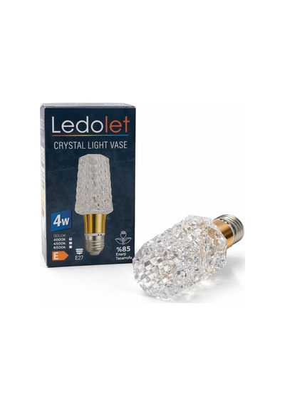 Ledolet 4w Diamond Kristal Vase Led Ampul Sarı Işık 3000k E27 Kristal Görünümlü Dekoratif Lamba