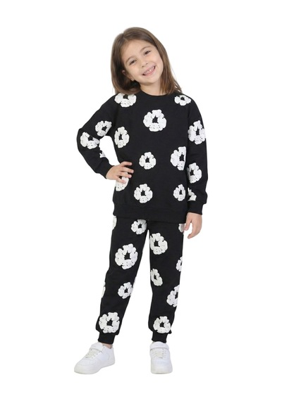 Erdem Kıds Kız - Erkek Çocuk Ünisex Papatya Kabartma Baskılı Pijama Takımı İki İplik Eşofman Takımı İkili Takım Siyah Siyah Erdem Kıds Kız - Erkek Çocuk Ünisex Papatya Kabartma Baskılı Pijama Takımı İki İplik Eşofman Takımı İkili Takım Siyah Siyah