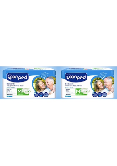 Canped Belbantlı Polietilen Yetişkin Hasta Bezi Orta Boy M 30'Lu x 2 60 Adet