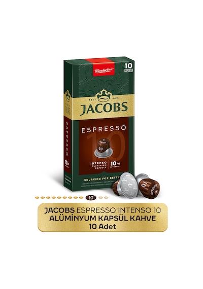 Jacobs Espresso 10 Intenso Nespresso Uyumlu Alüminyum Kapsül Kahve 10 Adet
