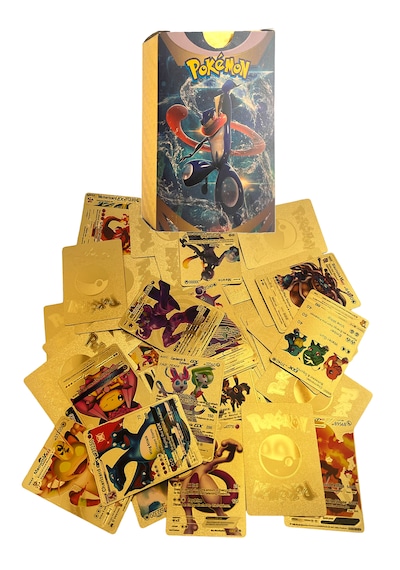 Pokemon Oyun Kartı Kabartma Card Fosforlu Kartları 55 Adet Altın