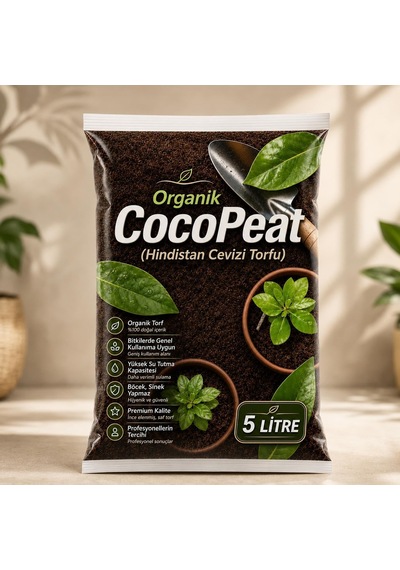 5 Litre Hindistan Cevizi Kabuğu Torfu Cocopeat Sülük Salyangoz Sürüngen Amfibi Kemirgen Yatağı