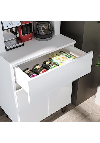 60 Cm Ledli Kahve Köşesi, Çok Amaçlı Dolap,2 Kapaklı 1 Çekmeceli Kiler Dolabı,mutfak Dolabı Beyaz 60 Cm Ledli Kahve Köşesi, Çok Amaçlı Dolap,2 Kapaklı 1 Çekmeceli Kiler Dolabı,mutfak Dolabı Beyaz