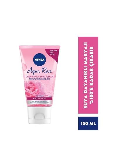 Nıvea Aqua Rose Organik Gül Suyu Içeren Makyaj Temizleme Jeli, Yüz Temizleyici, 150 Ml