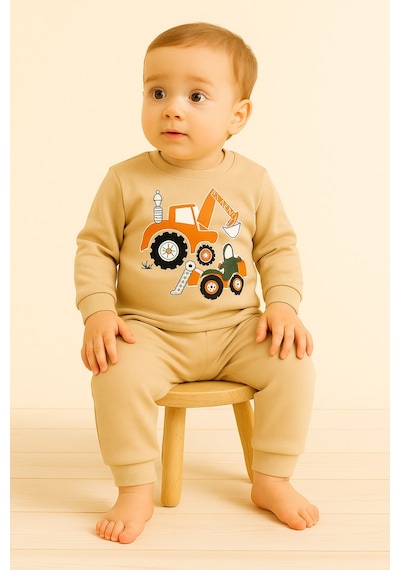 Aden Kids Çocuk Mevsimlik Penye Pijama Takımı Bej