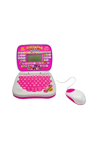 Oyuncak Laptop Eğitim Bilgisayarı Türkçe İngilizce Eğitici Pembe