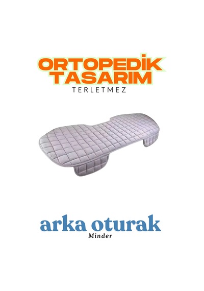 Gri Kadife Yüzeyli Araba Oturak Minderi Kaymaz, Arka Koltuklara Uyumlu