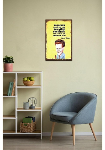 Kuşe Kağıt Duvar Posteri Yaşamak Ümitli Bir Iştir Nazım Hikmet Retro Vintage Drtr0019