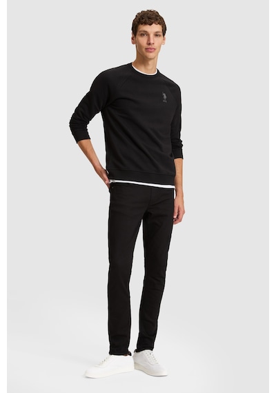 U.S. Polo Assn. Erkek Siyah Bisiklet Yaka Regular Fit Basic Sweatshirt 50329441-vr046