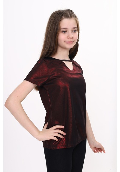 Toontoy Kids Kız Çocuk Kum Varaklı Tişört Bordo