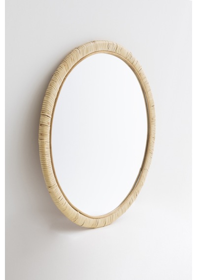 Meander El Yapımı Rattan Yuvarlak Dekoratif Ayna 80cm 8905 Naturel
