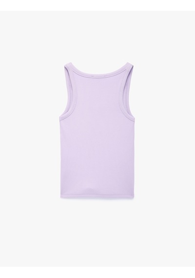 Koton Pamuklu Slim Fit Süs Düğmeli U Yaka Fitilli Atlet Lila 6sak10032pk