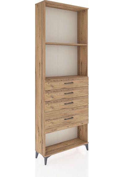 Arges Dolap 2 Raflı 4 Çekmeceli 88x30x243 Çam-çam Atlas Çam