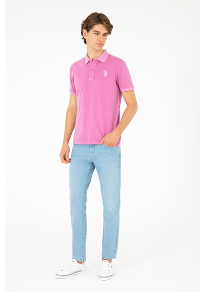 U.S. Polo Assn. Erkek Slim Fit Polo Yaka Menekşe Basic Tişört 50279591-VR037