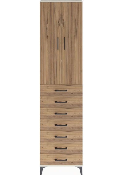 Arges Dolap 3 Raflı 7 Çekmeceli 2 Kapaklı 60x30x243 Aytaşı-çam Aytaşı