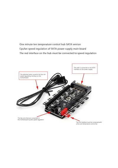 4988 10 Port Fan Power Sata Güç Switch Pwm Çoklayıcı
