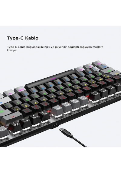 Lecoo GK304 Kablolu Red Switch Makrolu RGB Gaming Mekanik Türkçe Q Klavye