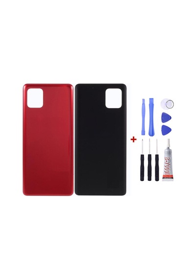 Samsung Note 10 Lite Kırmızı Uyumlu Arka Cam Kapak Pil Kapağı Tamir Set B7000 Set Kırmızı