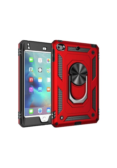 Apple Uyumlu iPad Mini 4/5 Kılıf Yüzüklü Standlı Armor Zırh Silikon Ultra Koruma Arka Kapak