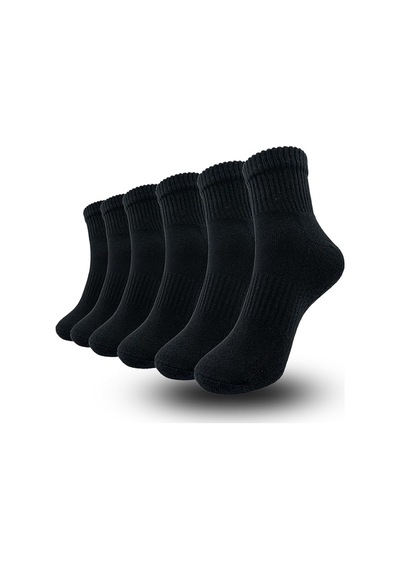 Ozzy Socks 6 Çift Logosuz Siyah Dikişsiz Pamuklu Kisa Tenis Unisex Çorap Siyah