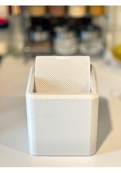 Modern Masaüstü Çöp Kutusu-mutfak-ofis-banyo -açılır Kapanır-mermer Beyaz-12,5x12cm Mermer
