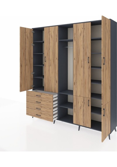 Hyperion Dolap 14 Raflı 4 Çekmeceli Tek Askılı 220x44x243 Antrasit-çam/çam Atlas Çam/atlas Çam Hyperion Dolap 14 Raflı 4 Çekmeceli Tek Askılı 220x44x243 Antrasit-çam/çam Atlas Çam/atlas Çam
