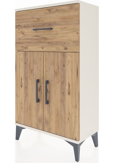 Arges Komodin Tek Raflı Tek Çekmeceli 2 Kapaklı 60x30x106 Aytaşı-çam Aytası