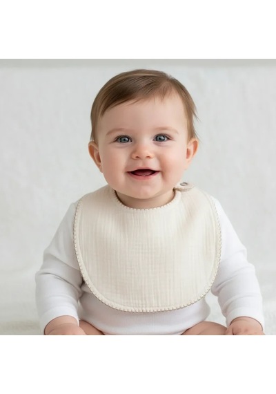 Babyjem Bürümcük Soft Müslin Mama Önlüğü Ekru