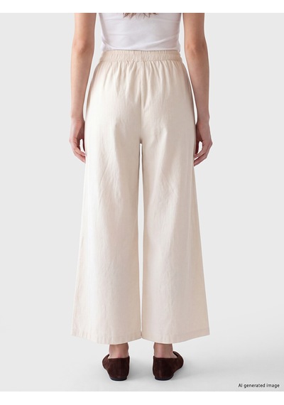 Lcw Modest Bej Beli Lastikli Kadın Geniş Paça Pantolon
